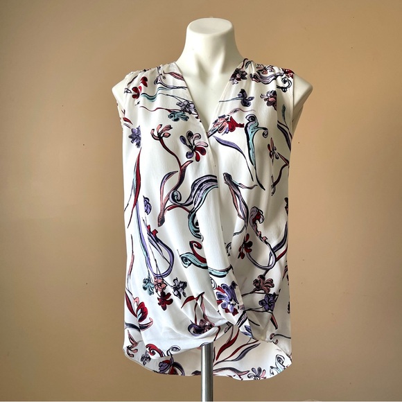 3.1 PHILLIP LIM | White Sleeveless Floral Spliced Blouse Sz 8 - Picture 1 of 5